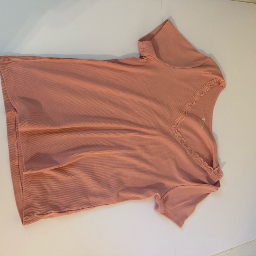 No Boundaries Pink Lace Accent Short Sleeve Top